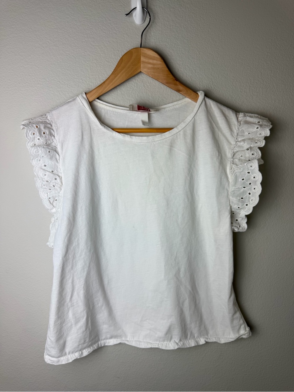 Women's White Eyelet Sleeve Cotton Blouse